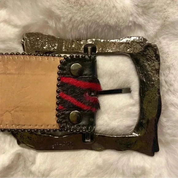 Authentic BB Simon Red Zebra Wide Belt Swarovski Crystals EUC main image 12